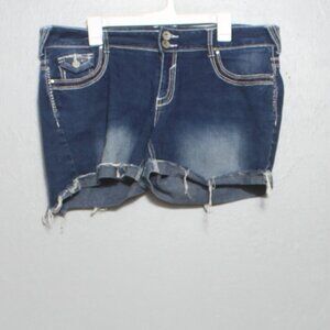 Amethyst dark wash distressed denim shorts